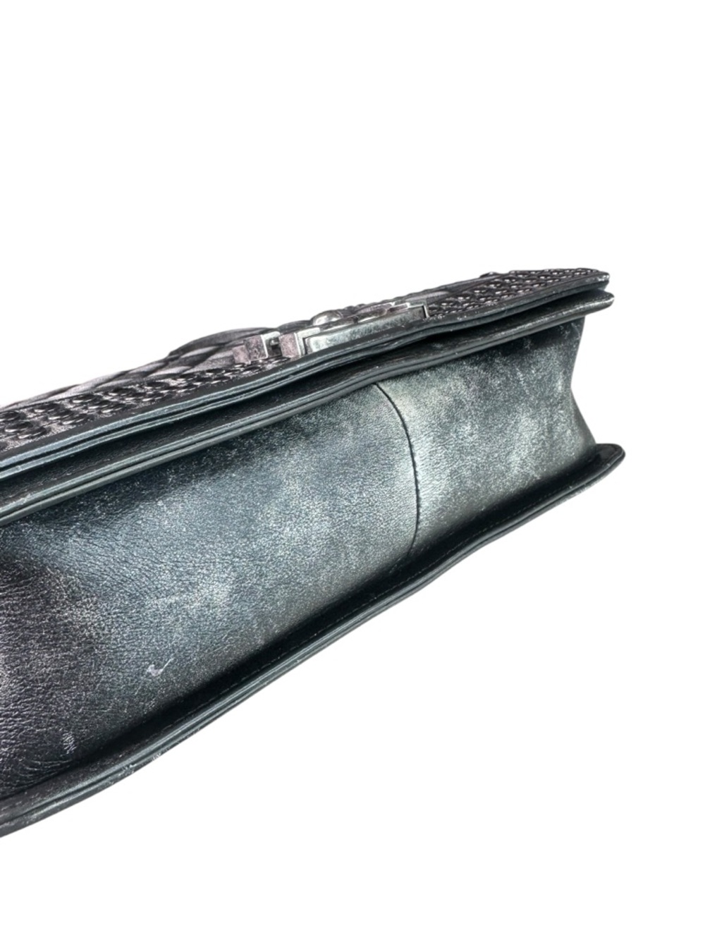 CHANEL Metallic Black Quilted Studded Shoulder Bag - Picture 6 of 10